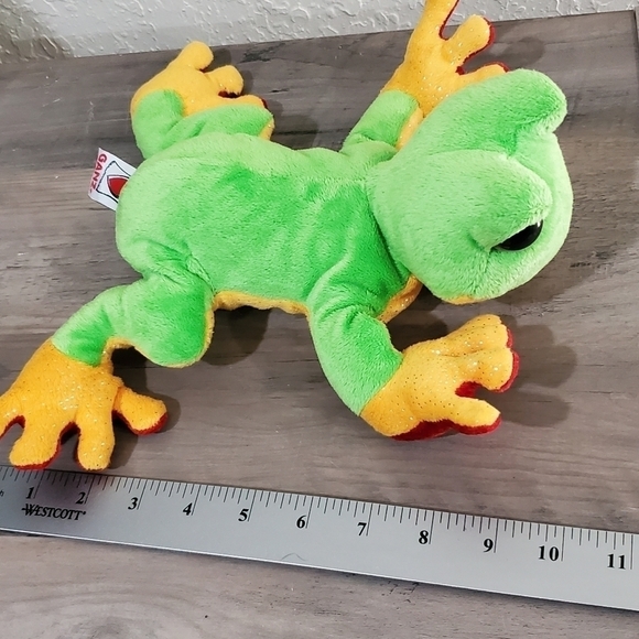 Ganz Webkinz Tree Frog Stuffed Animal Plush Green and Yellow w/Red Eyes 10" - Picture 8 of 9